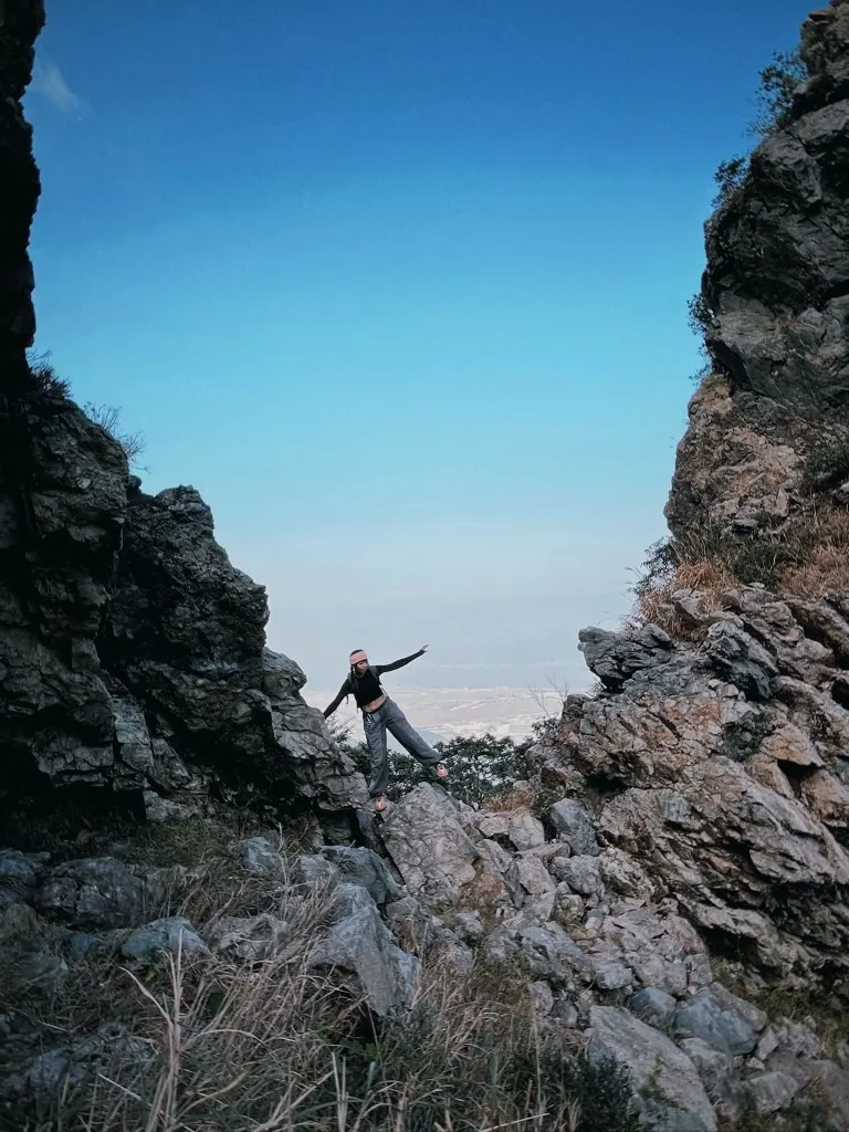 Hiking between rocks